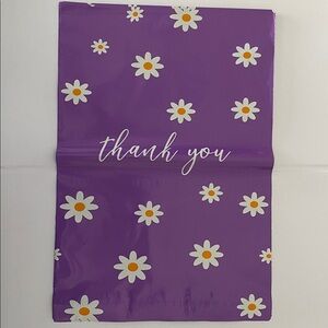 10 Poly Mailer Bags Thank you, Purple with Daisy Print, 13” x 10”